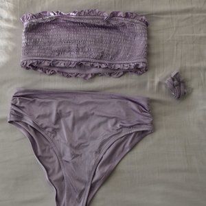lilac purple textured bikini set